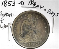 1853o Seated Liberty Half Dollar