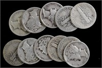 11 Silver Mercury Dimes