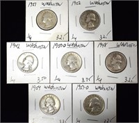 7 Silver Washington Quarters