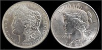 1921 Morgan & 1924 Peace Silver Dollar