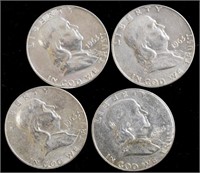 4 1963d Franklin Silver Half Dollars