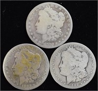 3 Morgan Silver Dollars (80o, 82s, 92o)