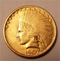 1907 $10 US Indian Head Gold Coin