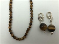 Tigers Eye necklace & earring charms