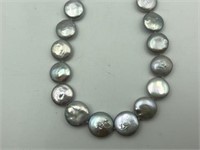 Honora "Coin" Pearl Necklace: Silver hue to coin