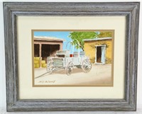 BILL BISSELL "WAGON" WATERCOLOR ON PAPER PAINTING