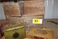6 pc Wooden Boxes & Cigar Box