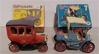 2 Trade Mark lever action toy cars w/boxes