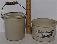 Stoneware butter crock and pail