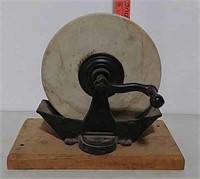 Bench top hand crank grinding wheel