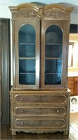 China cabinet glass doors on top, 3 drawers