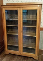 Antique oak glass door Larkin book shelf