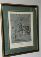 J. D. Ridinger Engraving print,  33" X 26" framed