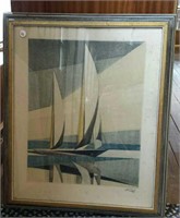 Sail Boat, print, framed, signed