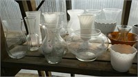 Glass vases & silk orchid flowers