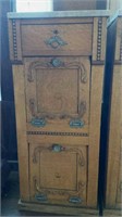 Oak marble top cabinet, carving and bead work