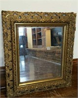 Gold Ornate framed mirror,  7" frame width