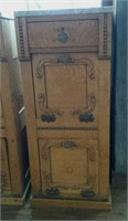 Oak marble top cabinet, carving and bead work