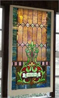 Leaded glass window with memorial pane