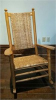 Woven back & seat oak rocking chair