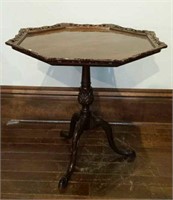 Octagon shaped dark wood lamp table