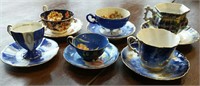Cups & saucers, blue designs