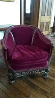 Antique Burgundy Velvet Parlor Chair