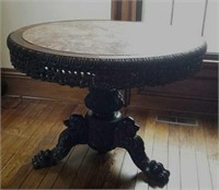 Round Lamp / corner table, center marble insert