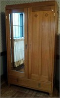 Wood storage cabinet,  two doors, one drawer