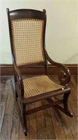 Lincoln style rocker  with woven back & seat,