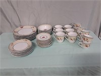 Floral Design Set Of Plates, Bowls, Cake Plates,