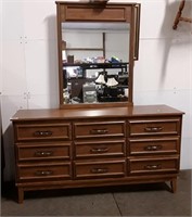 Wooden 9 Drawer Dresser With Mirror 60l X 17w X