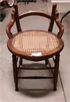 Antique Cane Seat Vanity Chair- Wooden