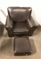 Kids Leather Chair With Stool Gently Worn