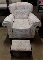 Floral Print Chair With Foot Stool