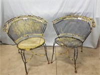 Two Matching Iron Garden Chairs. Rustic Vibe With