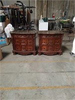 Pair of marble top night stands