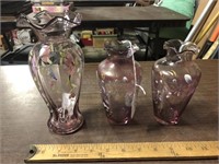 LOT OF 3 PAINTED VASES