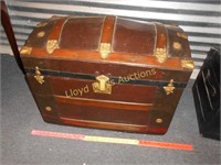 Antique Wood & Brass Dome Top Trunk