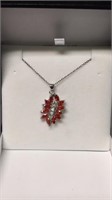 Sterling necklace with Mexican fire stone