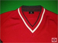 Bogen red sweater V neck with contrasting black