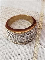 Wide Band Ring with CZ Stone