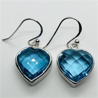 $500 S/Sil Blue Topaz Earrings