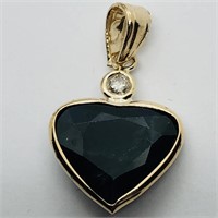 $1600 14K Sapphire  Diamond Pendant
