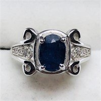 $120 S/Sil Sapphire CZ Ring