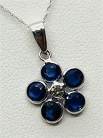 $1600 14K Ceylon Sapphire  Diamond Necklace