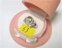 Sterling silver oval cut lemon quartz ring,