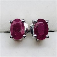 Sterling Silver Ruby Stud Earrings