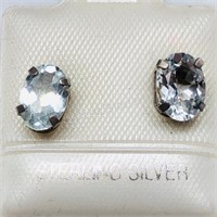 Sterling Silver Moonstone Stud Earrings