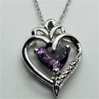 Sterling Silver Simulation Alexandrite Necklace